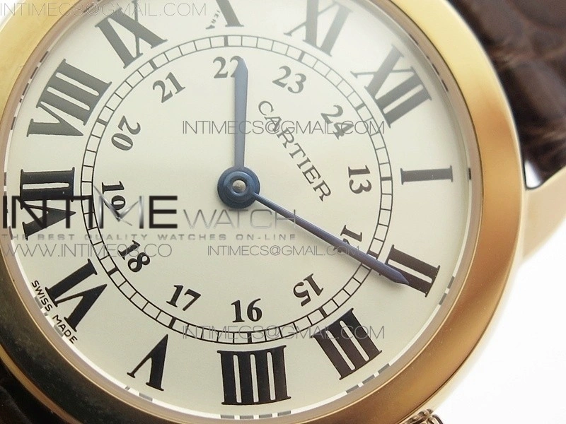 Ronde Solo de Cartier 29.5mm RG K11 1:1 Best Edition White Dial on Brown Croco Leather Strap Ronda Quartz
